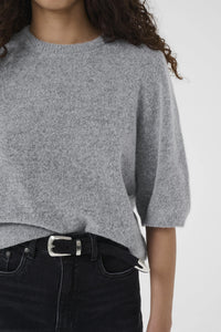 Gestuz - Alpha SS Crew Knit Top Pearl Blue Melange