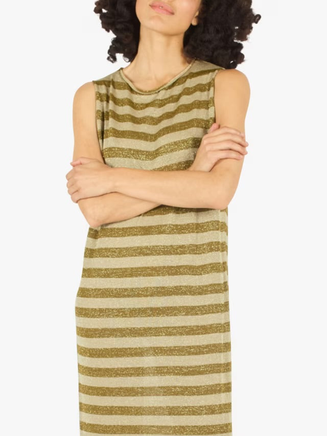 Traffic People - Tarnish Gold Lurex Stripe Dress