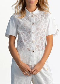 Coster Copenhagen - Lace Top with Utility Details White