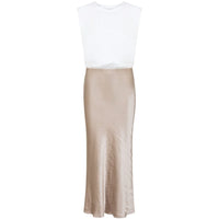 CC Heart - Emilie Jersey and Satin Dress White/Warm Grey