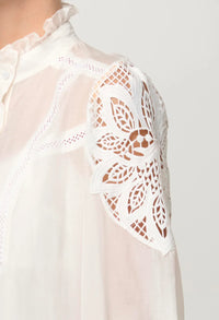 ONCE WAS - Sevilla Cotton Silk Shirt in Blanca