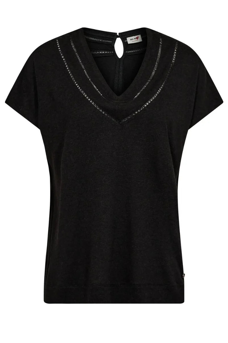 Mos Mosh - Coel V-Neck Tee Black