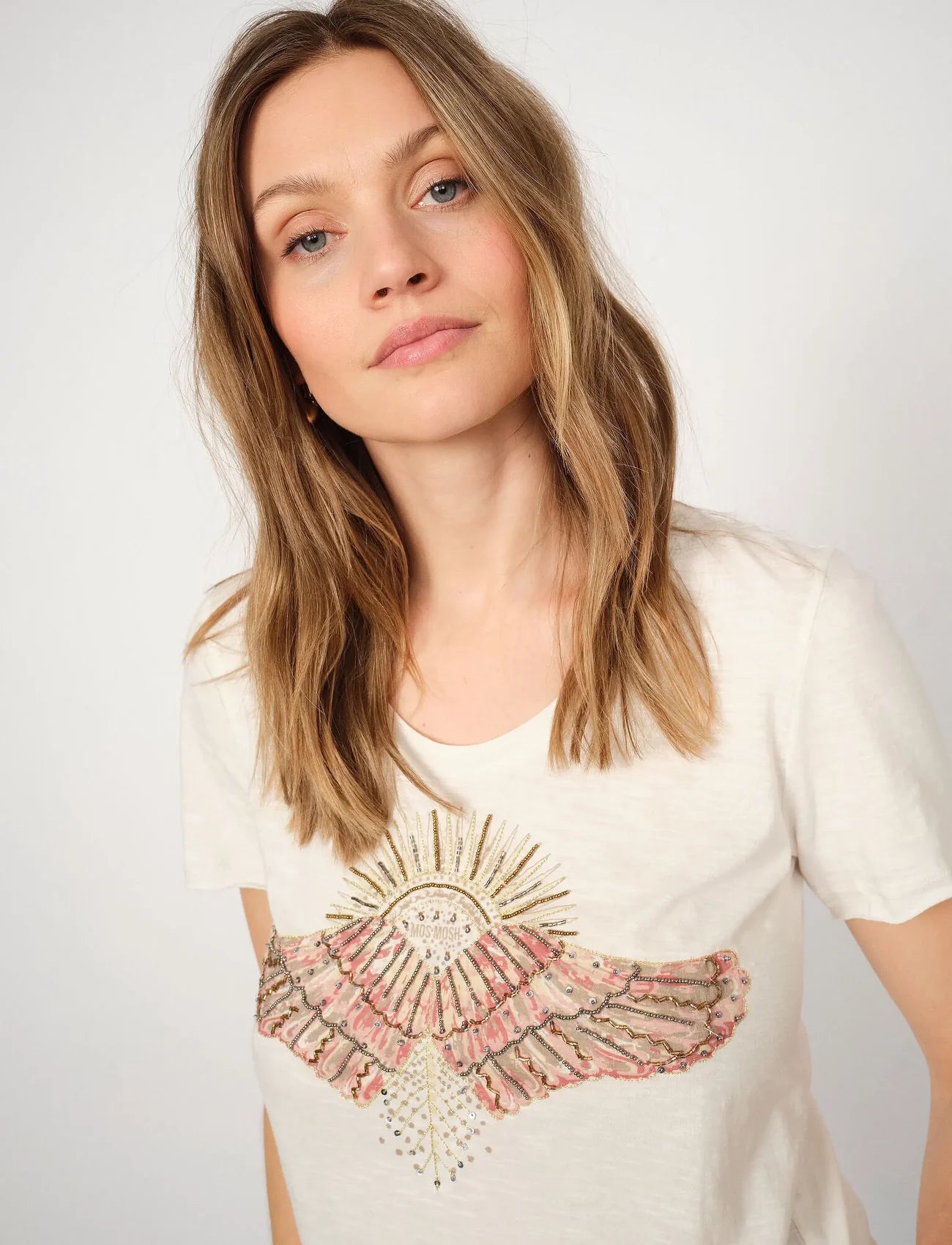 MOS MOSH - Nadine SS Deco Tee Powder Pink