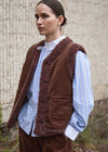Yerse - Reversible Sherpa Cord Vest Chocolate