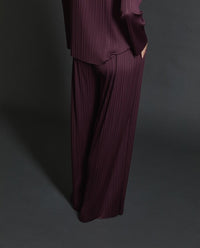 Yerse - Wide Leg Plisse Pant Aubergine