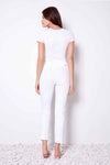 UP! Pants - 28inch Loom Ankle Pant in Textured Floral Weave White