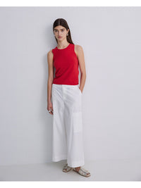 Yerse - O-Neck Sleeveless Knit Tank Red