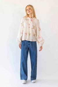 Lolly’s Laundry - Hailey LS Embroidered Shirt Creme