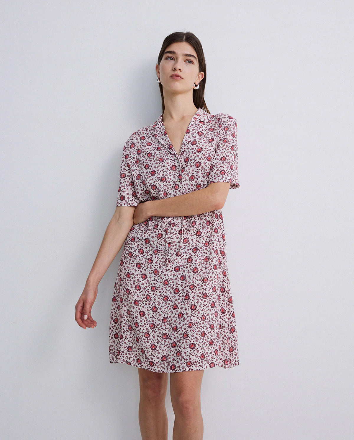 Yerse - Midi Short Sleeve Crepe Dress