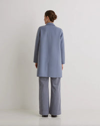 Yerse - Midi Coat Wool Mix Greyish Blue