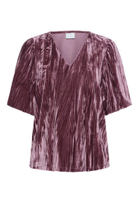 KAFFE - Elva V-Neck Velvet Blouse Tulipwood