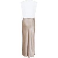 CC Heart - Emilie Jersey and Satin Dress White/Warm Grey