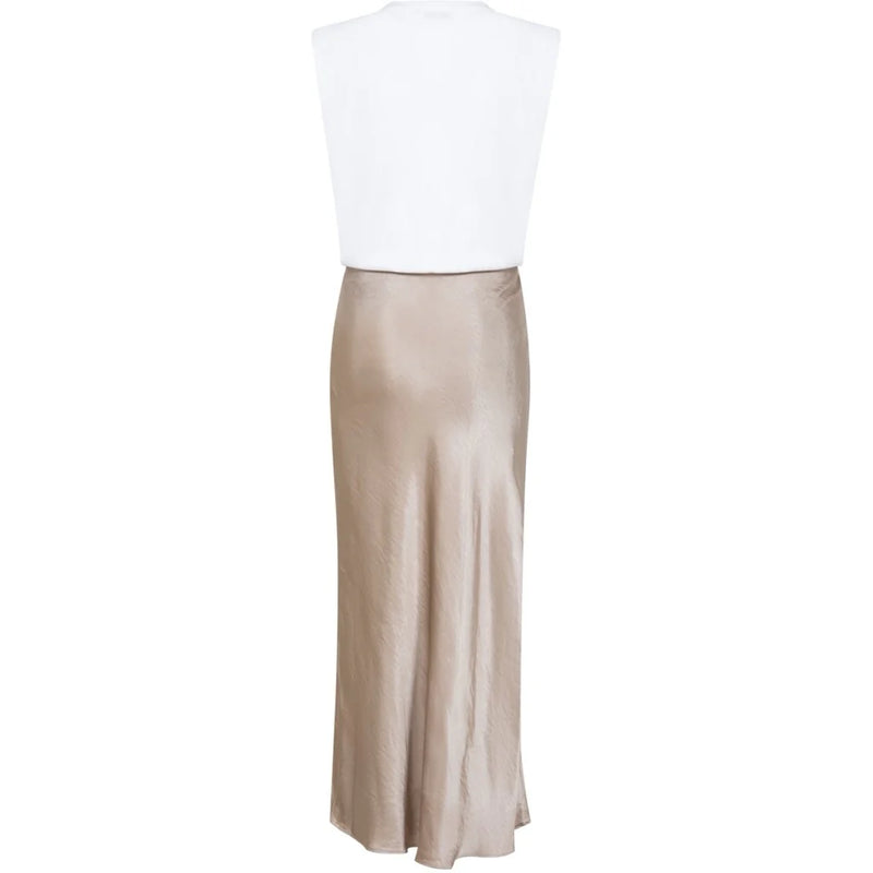 CC Heart - Emilie Jersey and Satin Dress White/Warm Grey