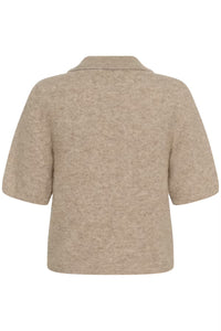 Gestuz - Alpha SS Knit Polo Pullover Warm Sand Melange