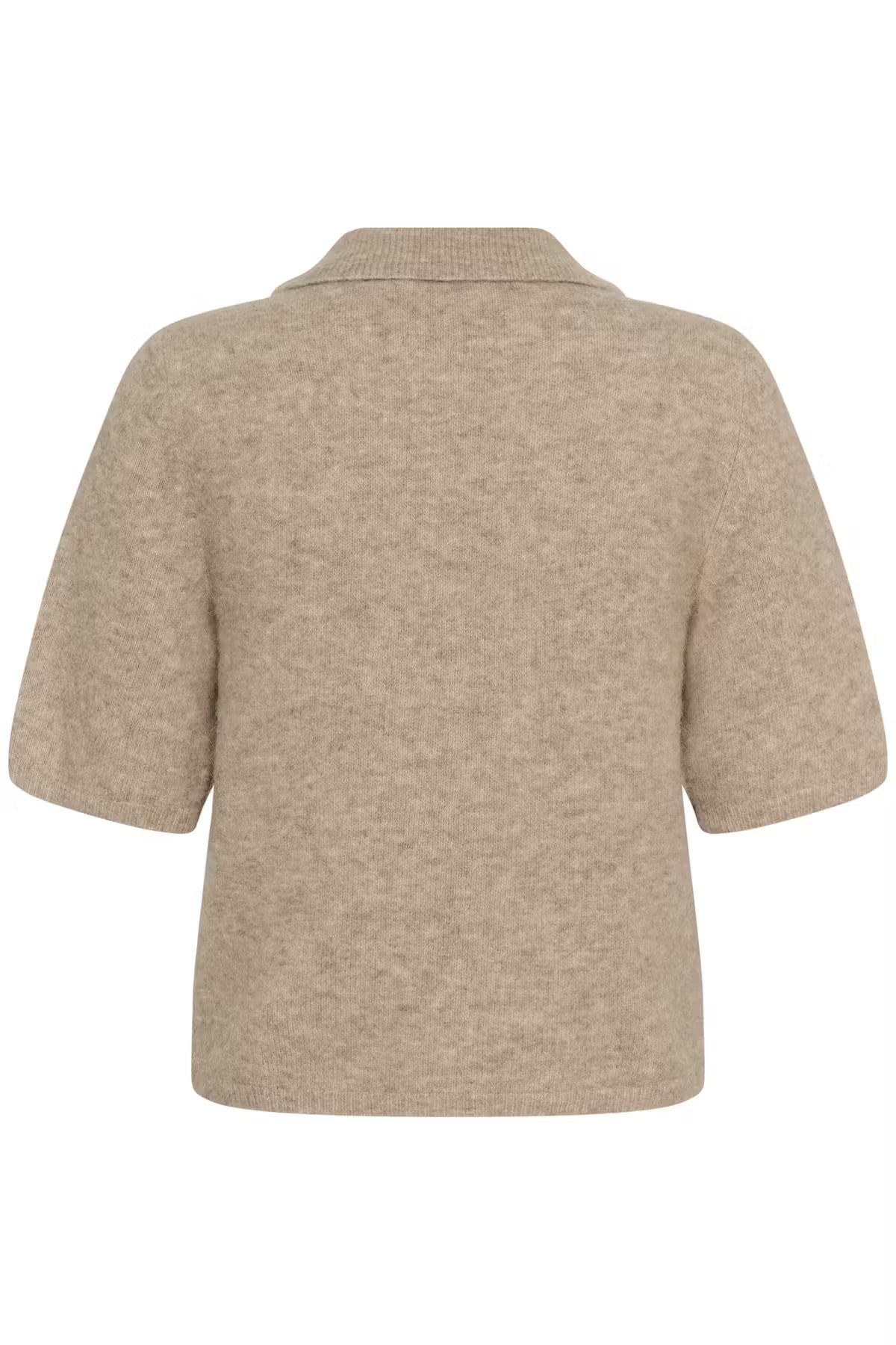 Gestuz - Alpha SS Knit Polo Pullover Warm Sand Melange