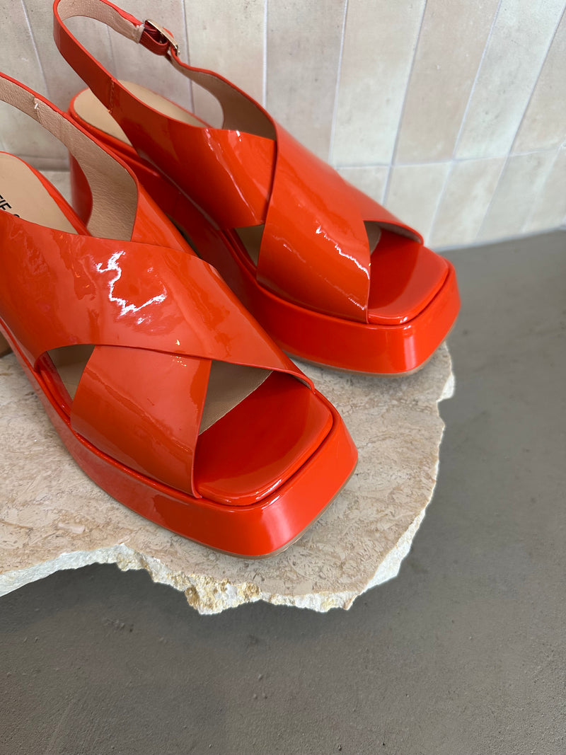Alfie and Evie - Kirk Orange Patent Leather