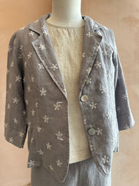 Blueberry Italia - Embroidered Daisy Linen Jacket Ash