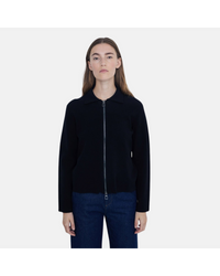 Yerse - Collared Zip Knit Top Black