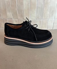 Alfie and Evie - Millie Black Suede Platform Moccasin