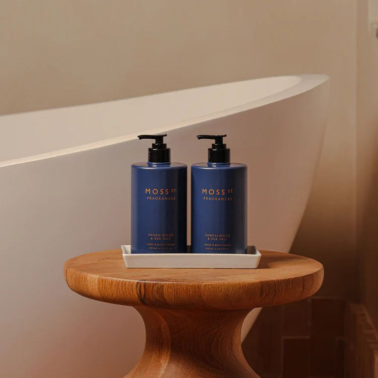 MOSS ST - Sandalwood & Sea Salt Hand Care Duo with Ceramic Tray