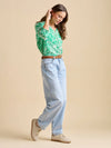 Brakeburn - Wildflower Green White Blouse