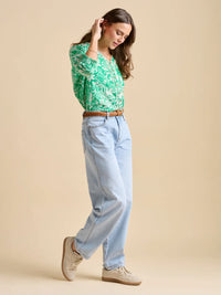 Brakeburn - Wildflower Green White Blouse