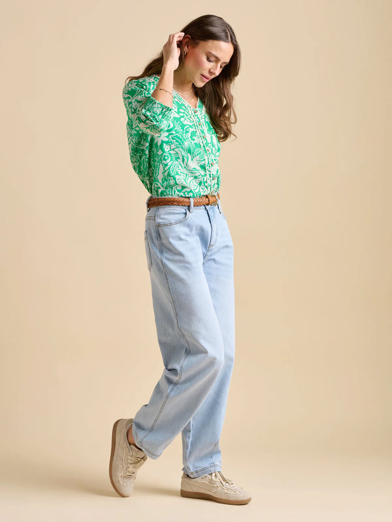 Brakeburn - Wildflower Green White Blouse