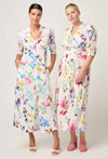 ONCE WAS - Xenia Yoke Linen Viscose Dress in Plume Blossom
