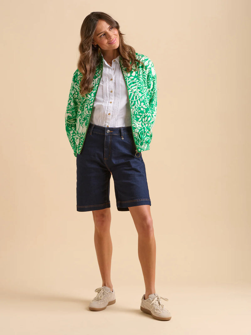 Brakeburn - Pin Tuck Bomber Jacket Green Wildflowers