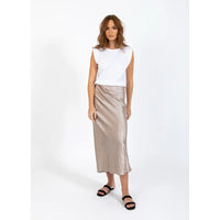 CC Heart - Emilie Jersey and Satin Dress White/Warm Grey