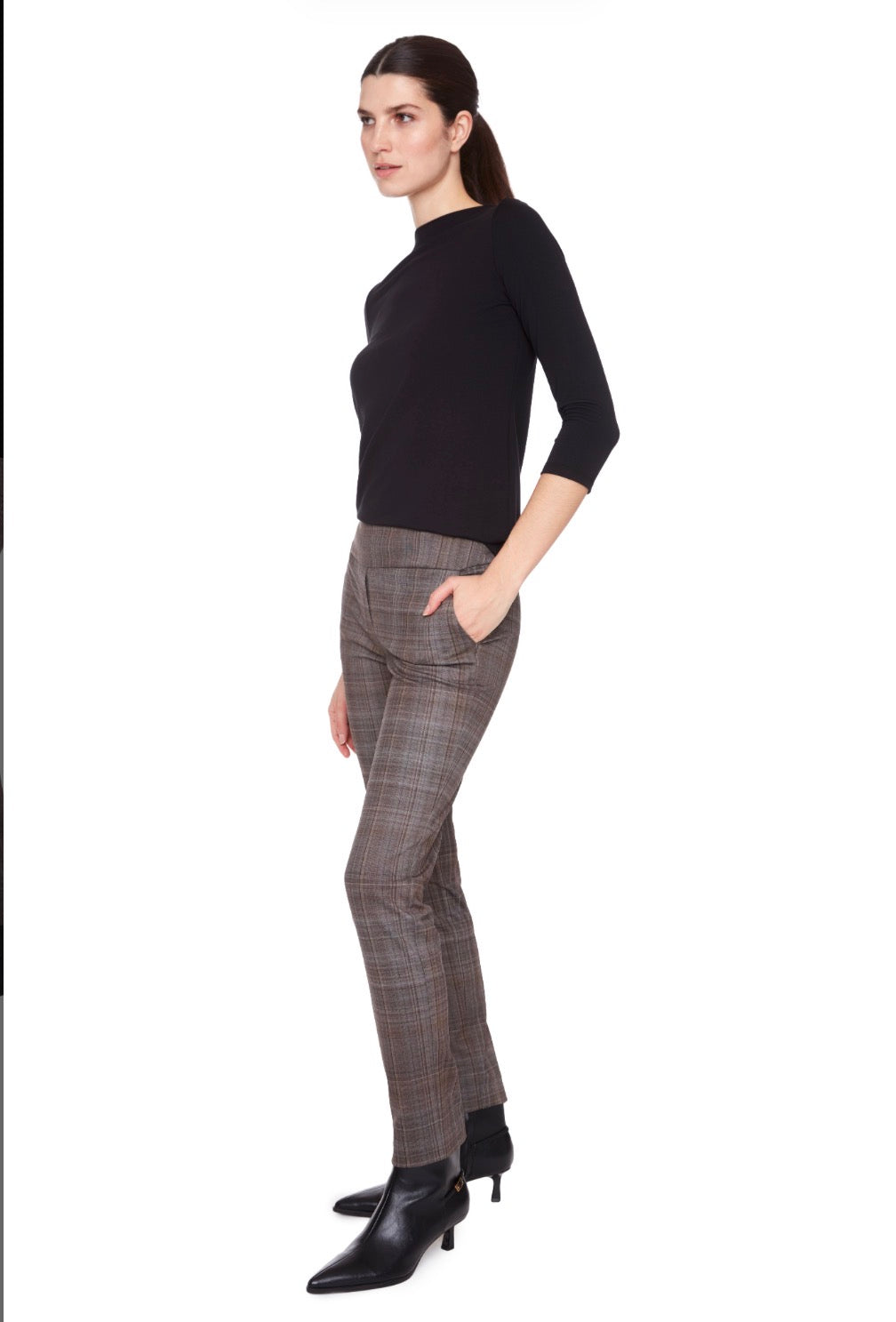 UP! Pants - Honey Plaid Full Length Ponte Pant
