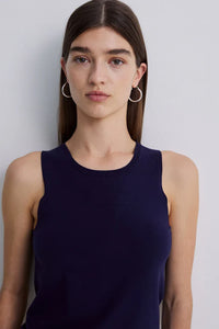 Yerse - O-Neck Sleeveless Knit Tank Navy