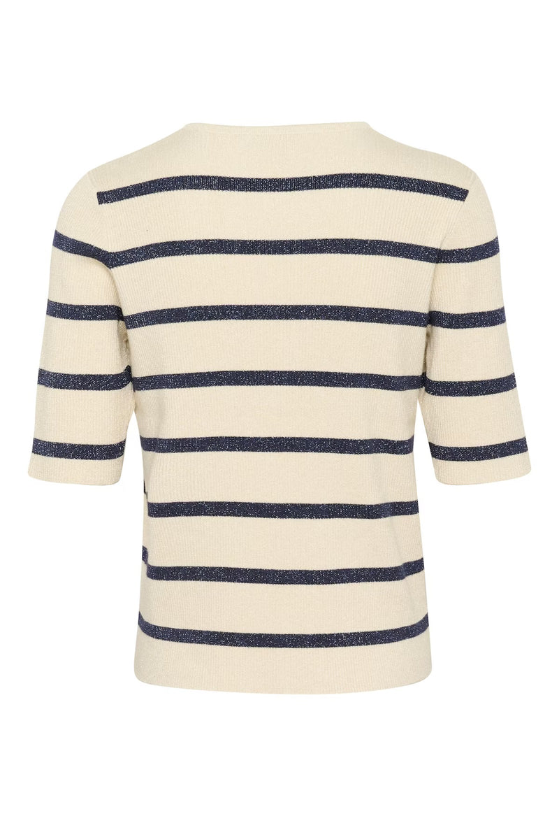 KAFFE - Morita Cardigan Silver White/Blue Stripe