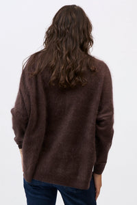 Mia Fratino - Macy Brushed Cardi Dark Chocolate