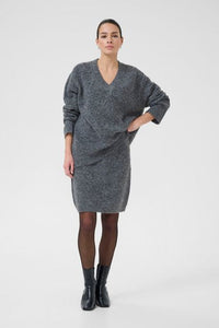 KAFFE - Trudy V Neck Pullover Knit Grey Melange