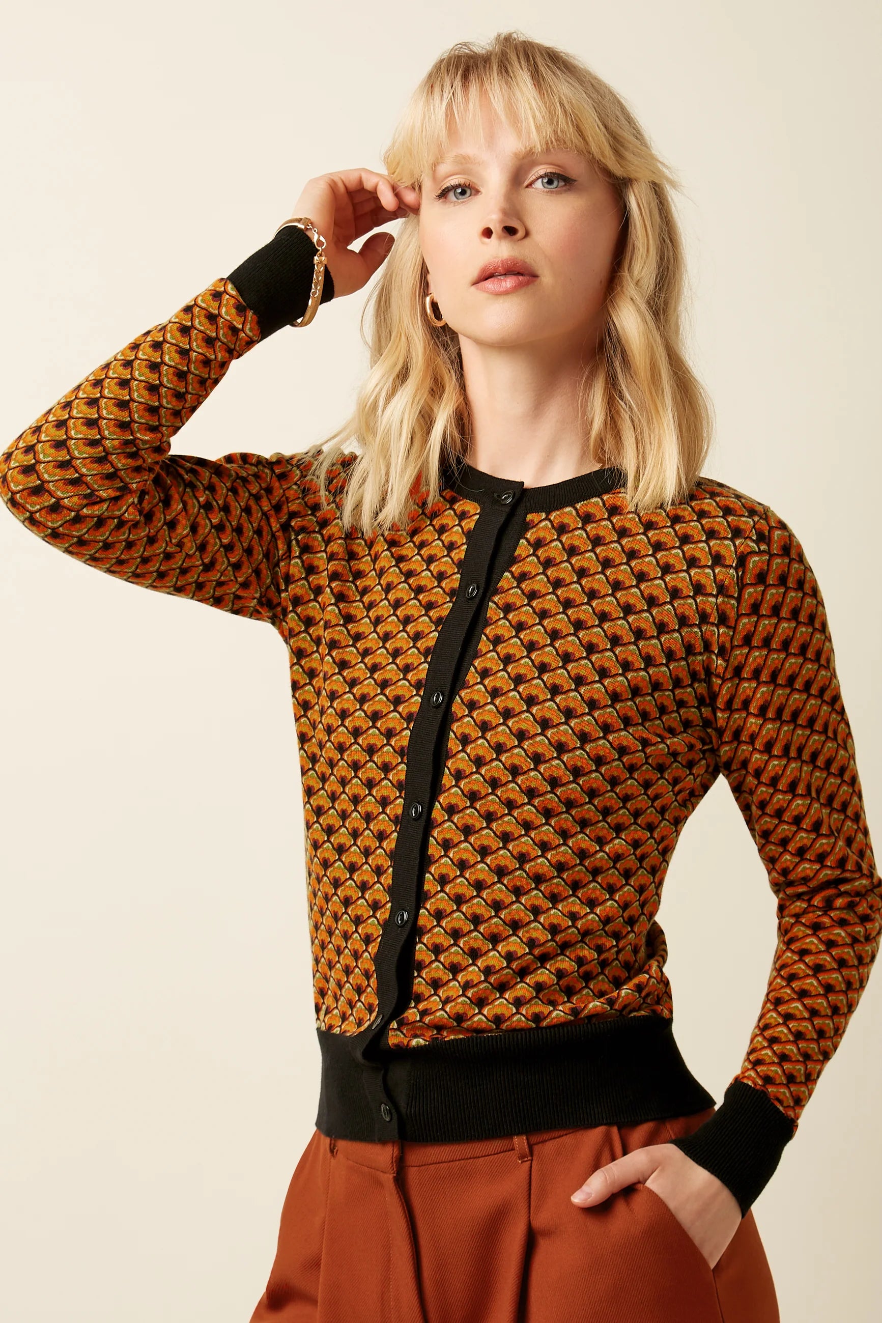 King Louie - Cardi Round Neck Frio Cabernet Red