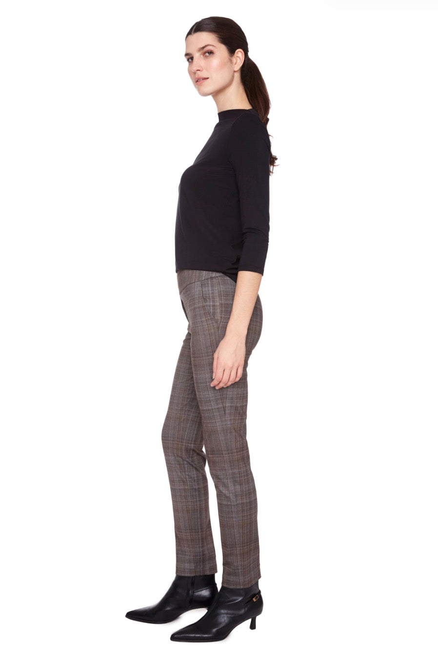 UP! Pants - Honey Plaid Full Length Ponte Pant