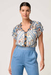 ONCE WAS - Calandra Viscose Yoryu Flutter Sleeve Top in Petinos Floros