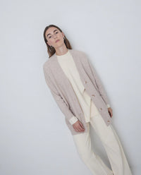 Yerse - Mid Length Cardigan Taupe Stone