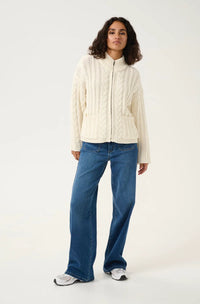 KAFFE - Lidda Zip Knit Cardigan Cream Turtledove