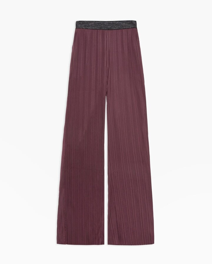 Yerse - Wide Leg Plisse Pant Aubergine
