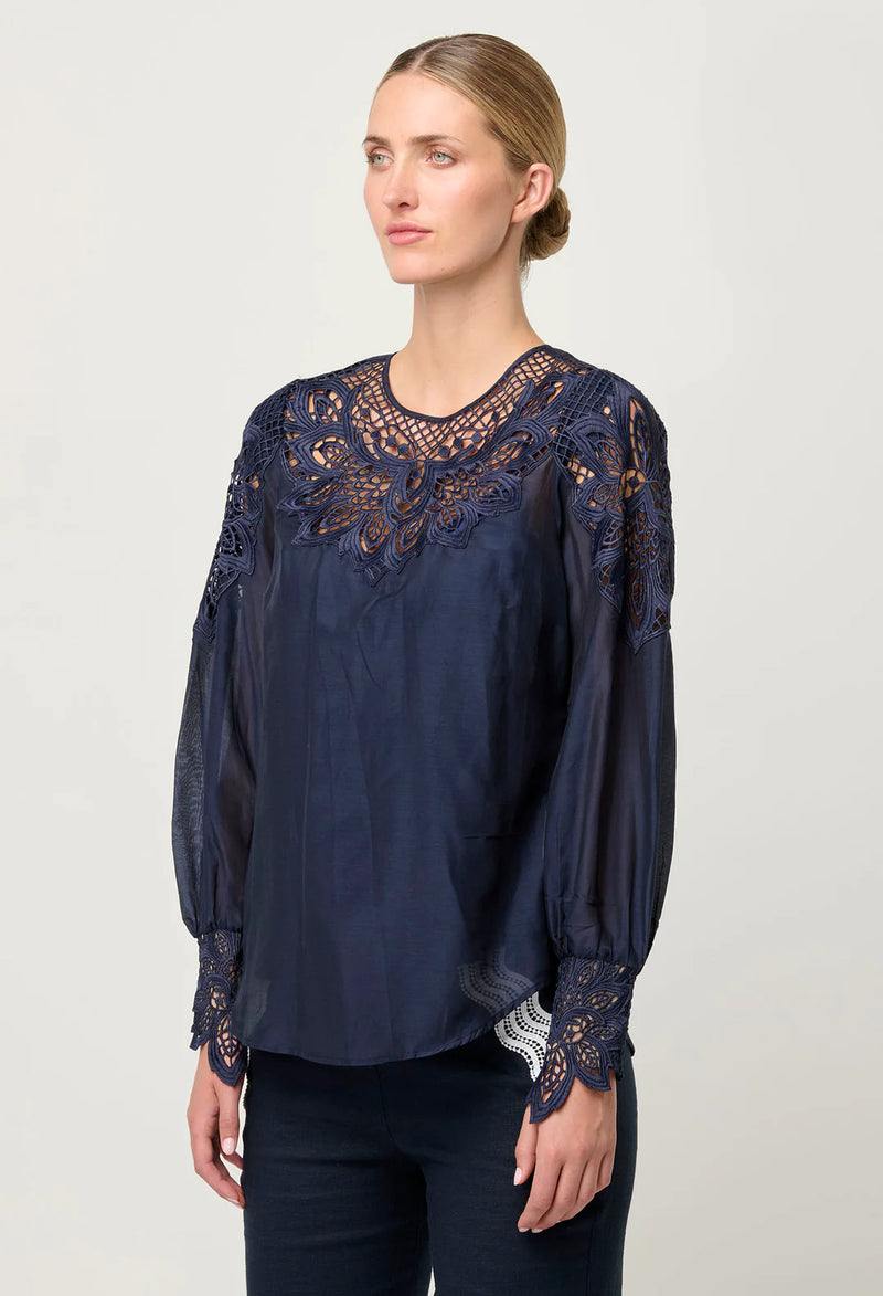 ONCE WAS - Mirador Cotton Silk Shirt in Night Sky