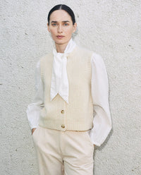 Yerse - Knitted Vest Waistcoat Ecru