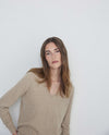 Yerse -  V-Neck Cotton Pullover Sand