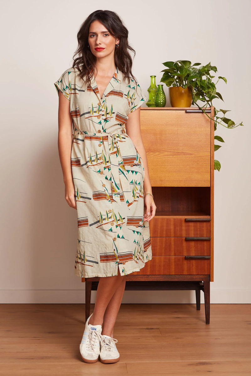 King Louie - Irene Midi Dress Antibes Sailboat Print