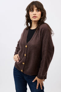 Mia Fratino - Macy Brushed Cardi Dark Chocolate