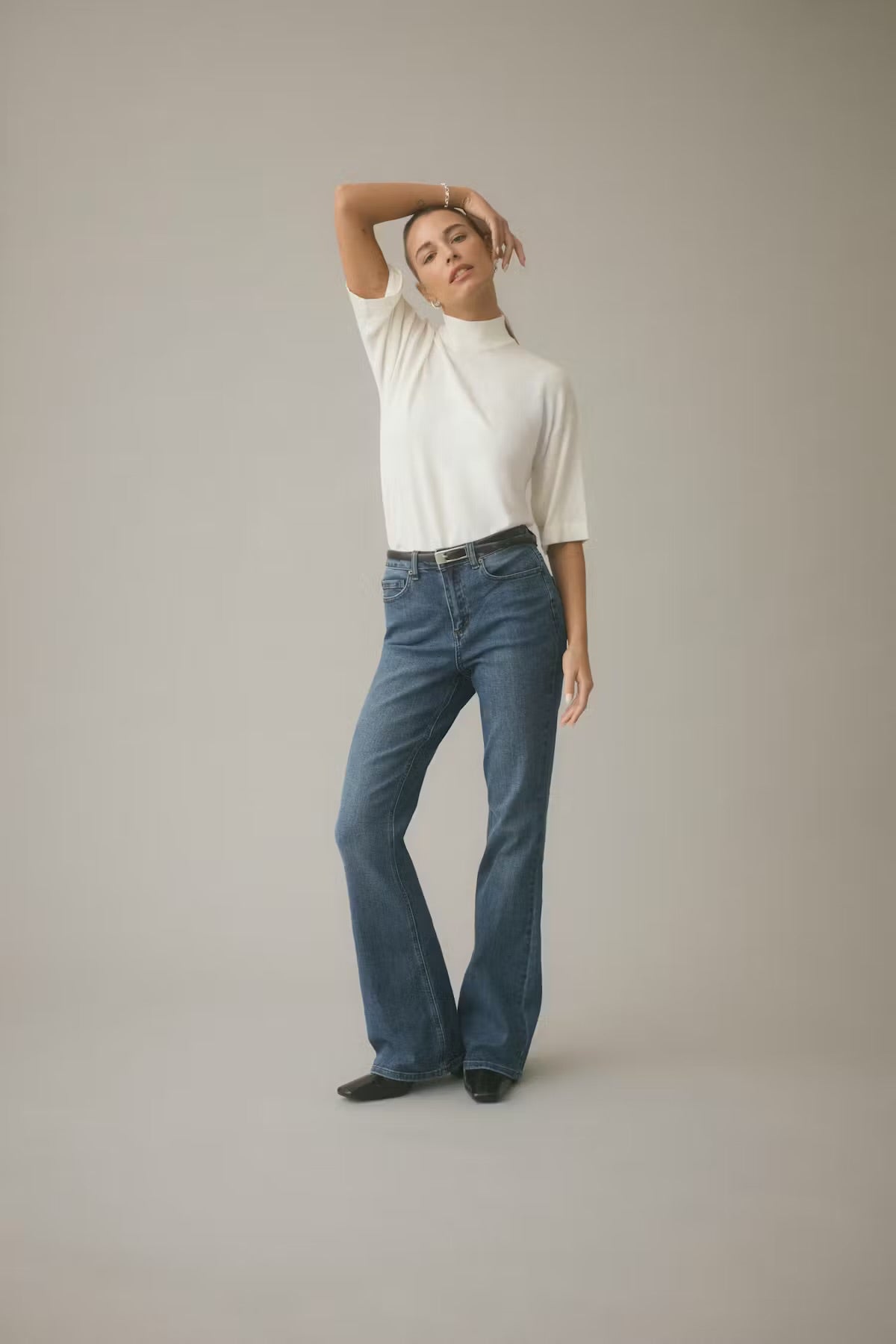 KAFFE - Forest Slim Fit Flared Jeans Mid Blue