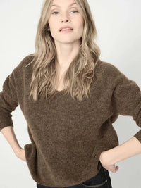 Mos Mosh - Thora V Neck Knit Falcon Brown