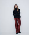 Yerse - Velvet Cord Flare Trouser Rust Brick