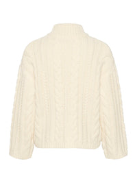 KAFFE - Lidda Zip Knit Cardigan Cream Turtledove